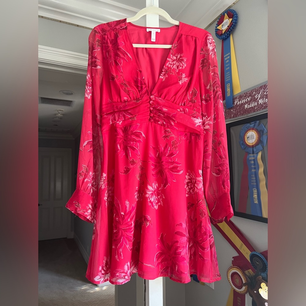 Leith Pink Bell Sleeve Plunge Sundress